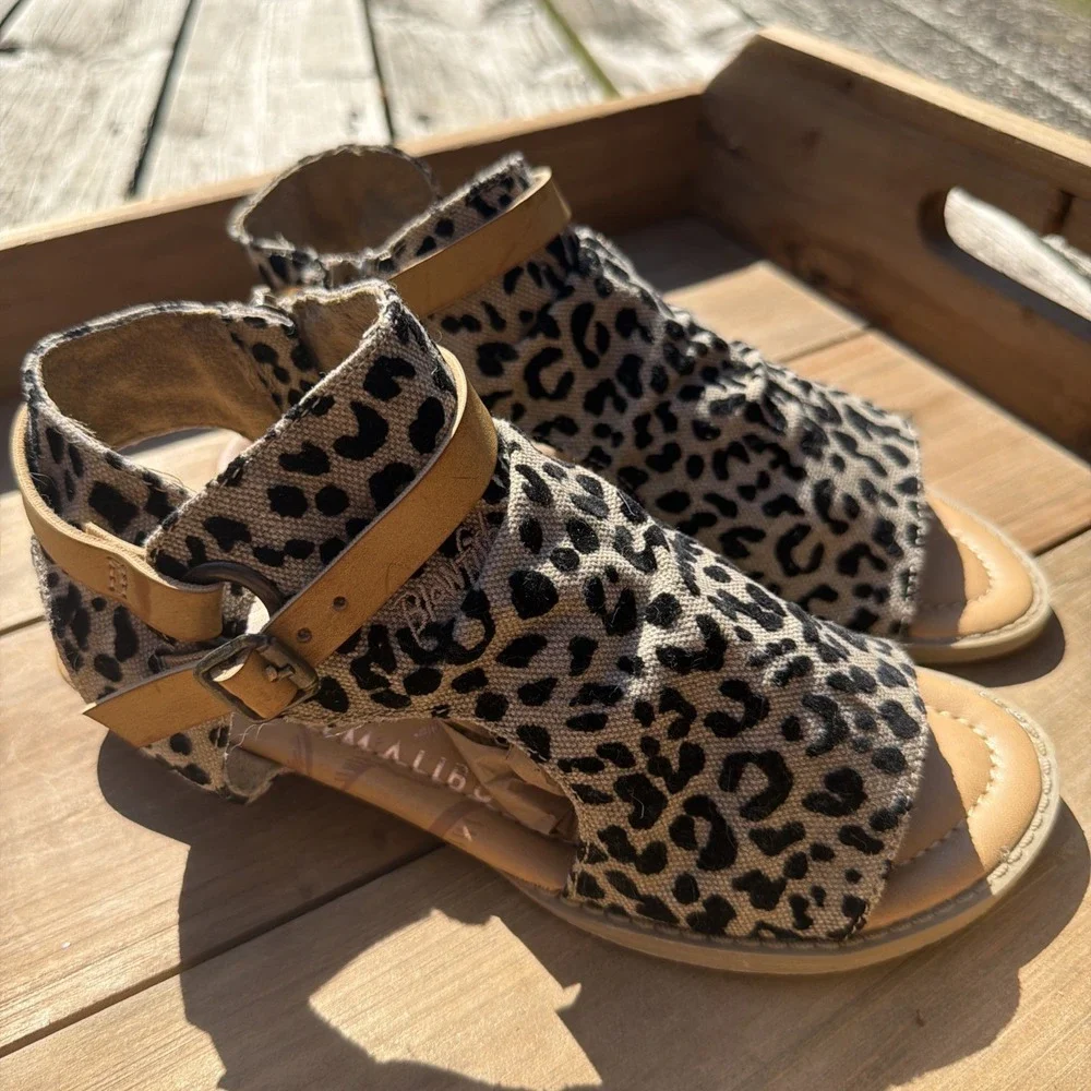 Blowfish Shoe Women's Size 7 Malibu Micro Wedge Heel Sandal Leopard Print